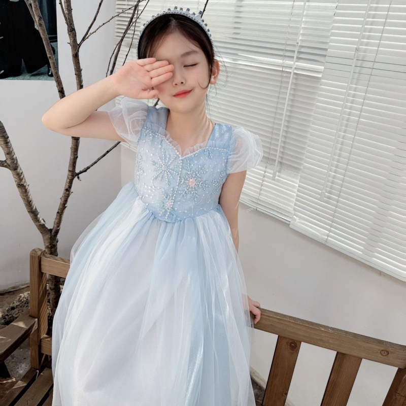 Baby Clothing Dresser - 자수 엘사 소녀 원피스, 공주 코스프레