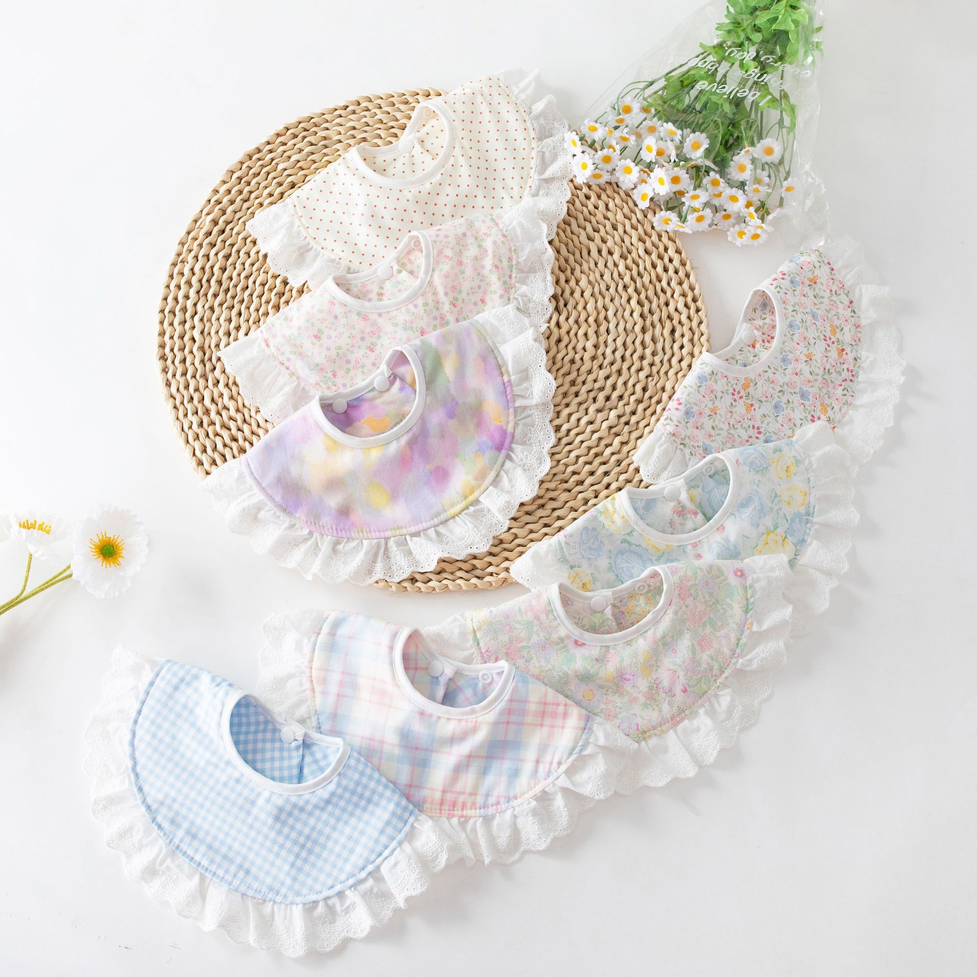 새로운 면 린넨 타월 아기 턱받이, 달콤한 레이스 침  - Baby Clothing Dividers 리뷰 및 가격
