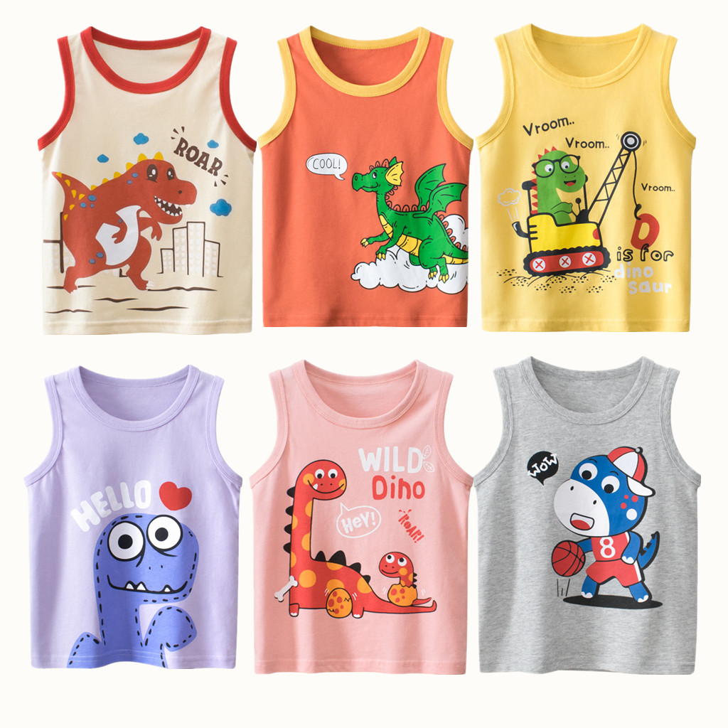 2023 여름 여아용 어린이 조끼, 100% 코튼 공룡 - Baby Clothing Dividers 리뷰 및 가격